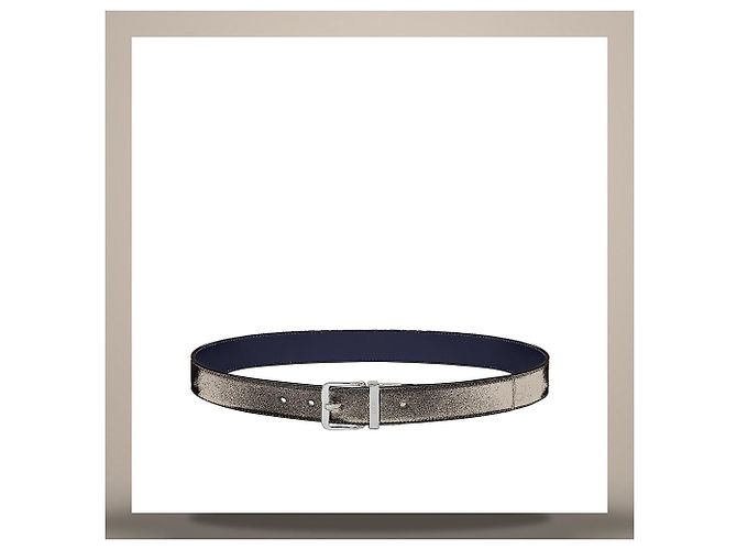 Dior Wendelgürtel Schwarz Marineblau aus glattem Kalbsleder - Ansicht 4