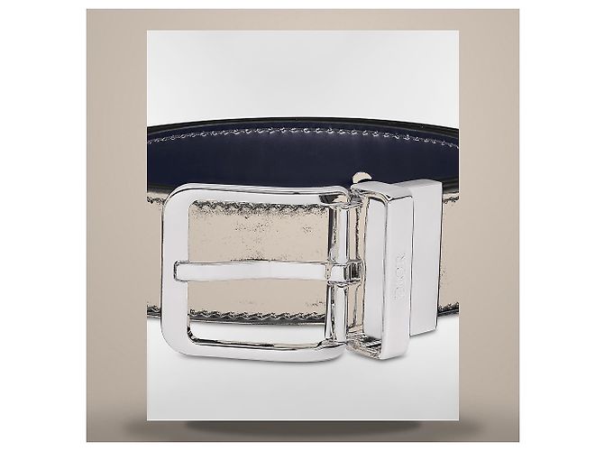 Dior Wendelgürtel Schwarz Marineblau aus glattem Kalbsleder - Ansicht 5