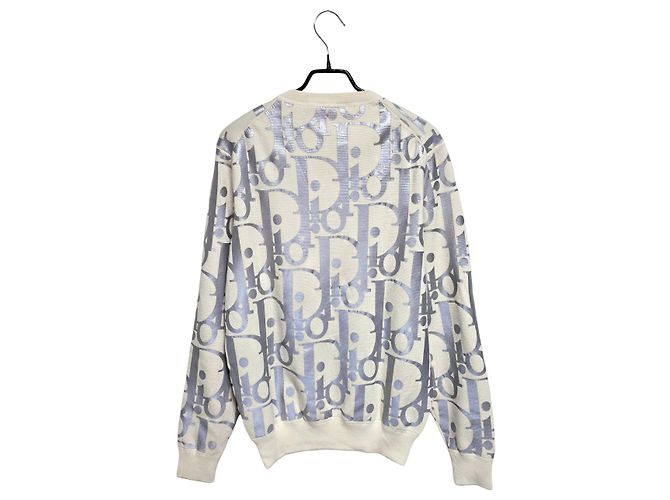 Dior Oblique Reflektierendes Strick-Sweatshirt Weiß - Ansicht 2