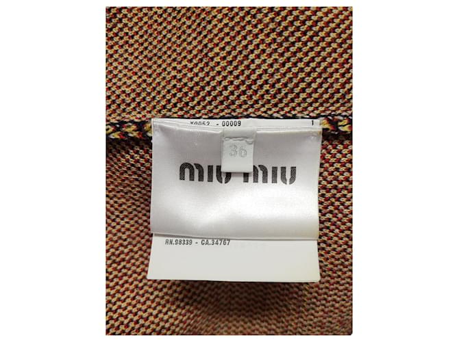 Miu Miu Kurzärmeliger Strickpullover in Navy mit Intarsia-Gänseblümchen Blau - Ansicht 5