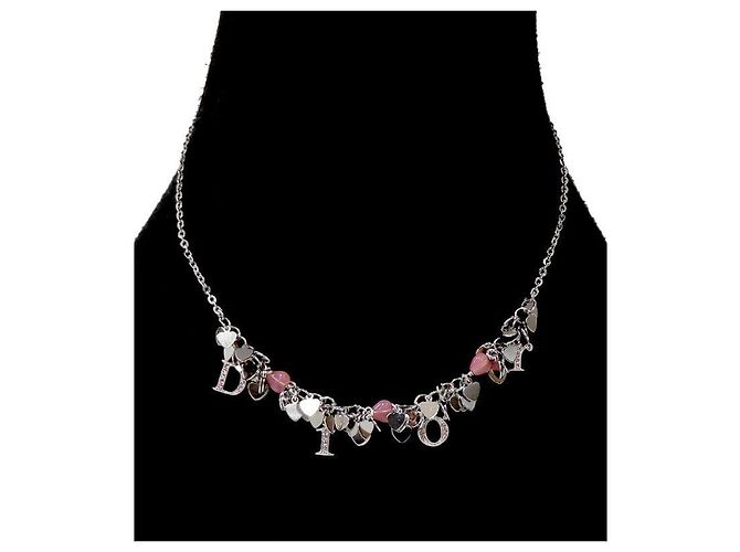 Dior Beaded Heart Cubic Silver Halskette - Ansicht 5