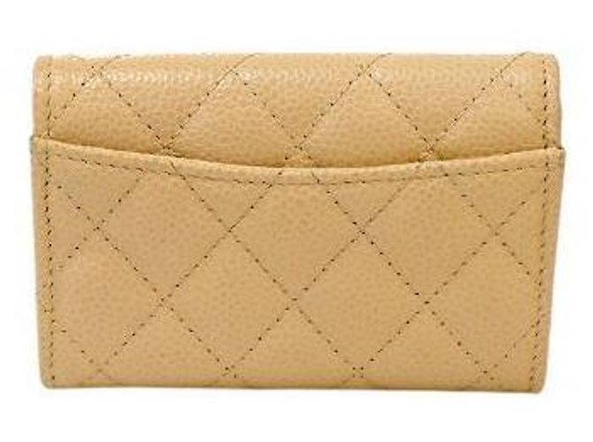 Chanel Tarjetero de piel caviar beige Castaño - vista 3