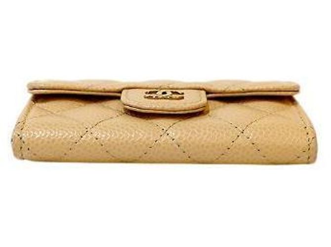 Chanel Tarjetero de piel caviar beige Castaño - vista 4