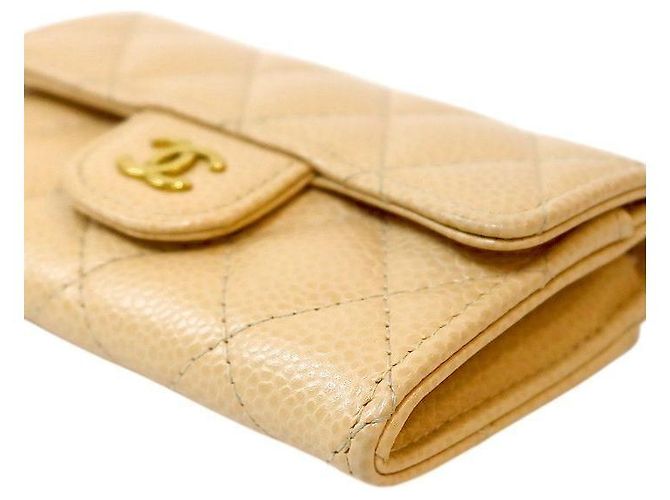 Chanel Tarjetero de piel caviar beige Castaño - vista 5