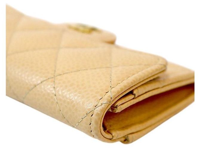 Chanel Tarjetero de piel caviar beige Castaño - vista 6