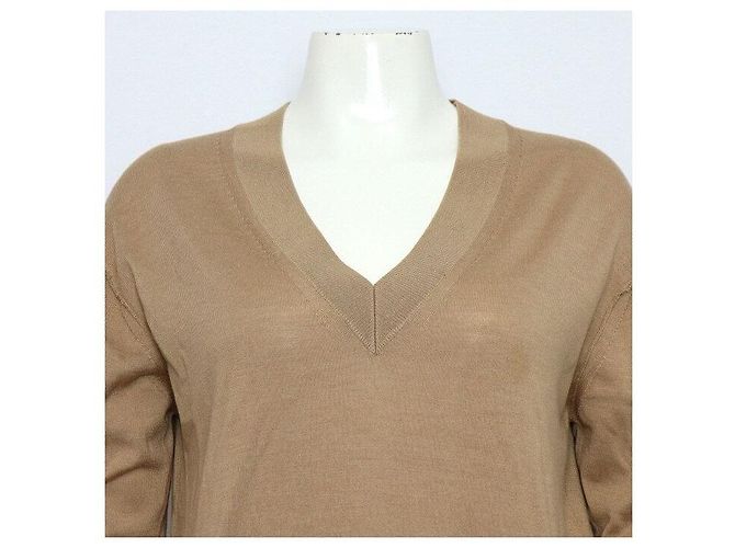 Burberry Brauner Pullover aus Wolle und Seide mit Initial-Logo - Strick-T-Shirt für Damen - Ansicht 2