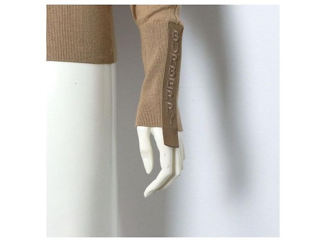 Burberry Brauner Pullover aus Wolle und Seide mit Initial-Logo - Strick-T-Shirt für Damen - Ansicht 3