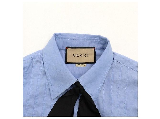 Gucci Baumwollbluse für Damen mit plissiertem Schleifenhals - Ansicht 5
