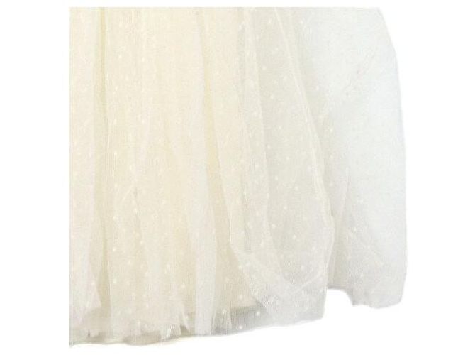Dior Saia midi plissada em tule bordado com bolinhas ecru - vista 3