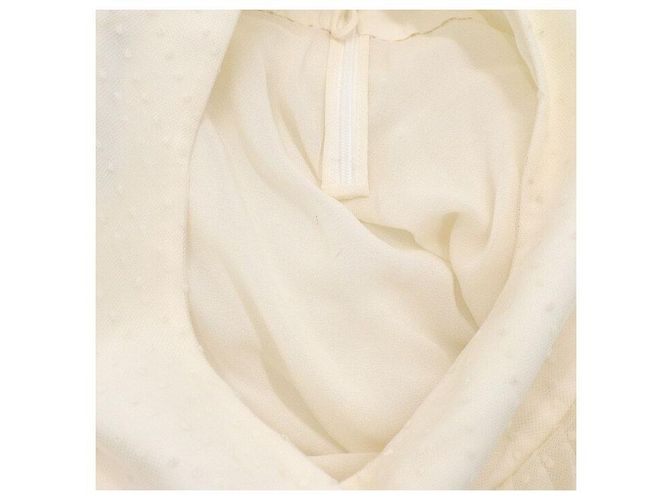 Dior Saia midi plissada em tule bordado com bolinhas ecru - vista 6