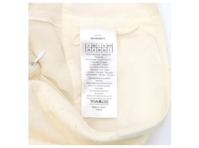 Dior Saia midi plissada em tule bordado com bolinhas ecru - vista 7