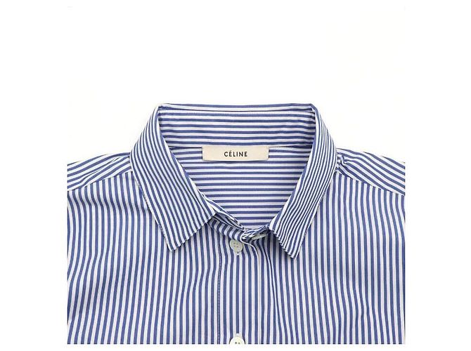 Céline Camicia in cotone a righe blu da donna - vista 5