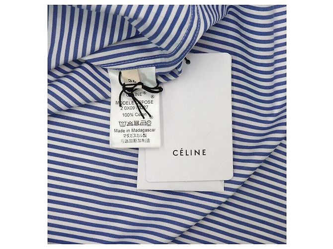 Céline Camicia in cotone a righe blu da donna - vista 6
