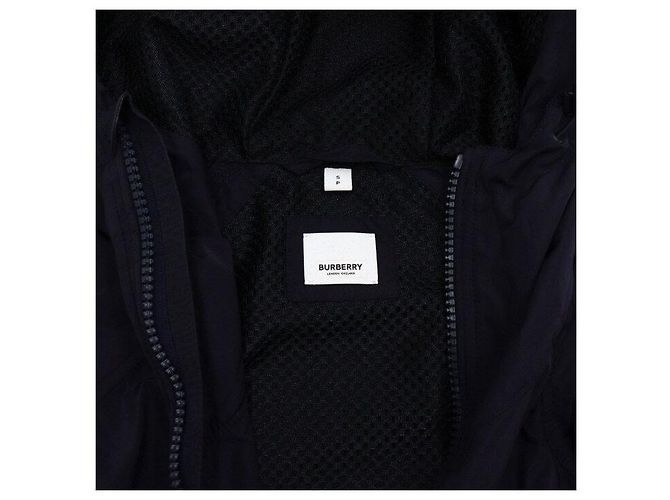Burberry Giacca a vento con cappuccio da uomo in nylon blu navy - vista 5