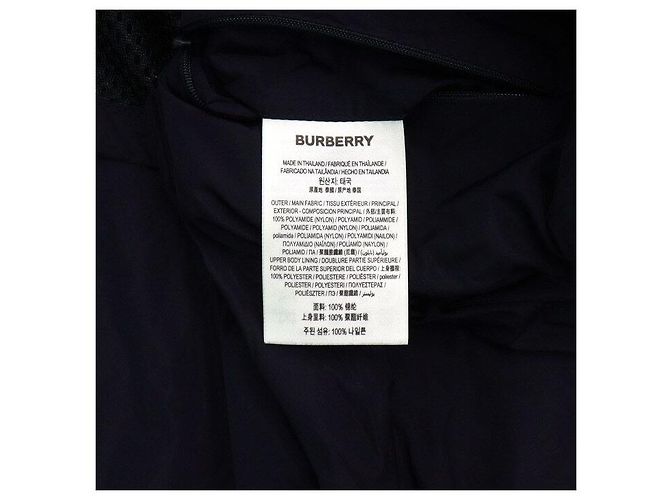 Burberry Giacca a vento con cappuccio da uomo in nylon blu navy - vista 7