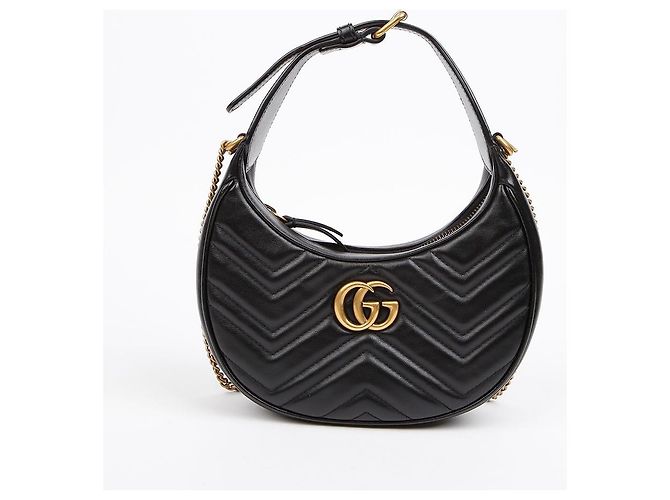 Gucci Mini borsa a spalla GG Marmont a mezzaluna Nera Nero - vista 2