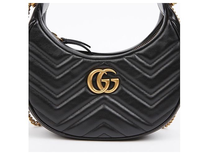 Gucci Mini borsa a spalla GG Marmont a mezzaluna Nera Nero - vista 3
