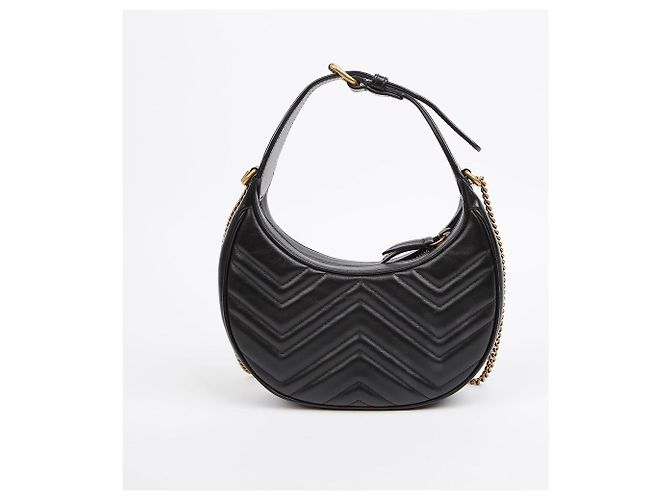 Gucci Mini borsa a spalla GG Marmont a mezzaluna Nera Nero - vista 4