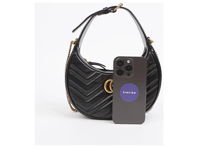 Gucci Mini borsa a spalla GG Marmont a mezzaluna Nera Nero - vista 7