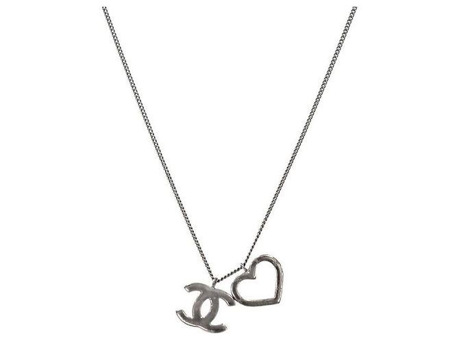 Chanel Collar Heart CC Silver Plata - vista 2