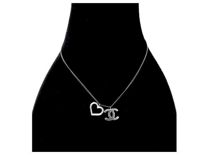 Chanel Collar Heart CC Silver Plata - vista 5