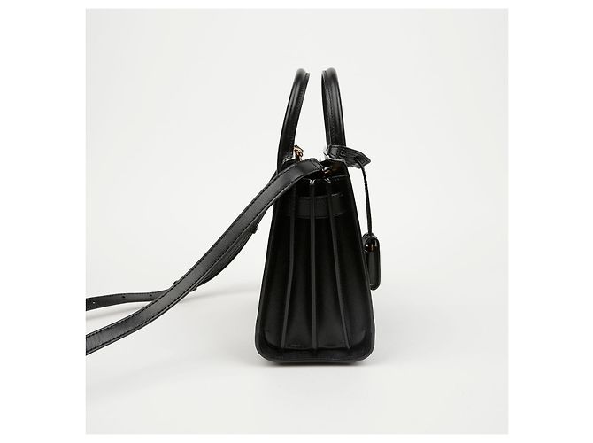 Saint Laurent mala Tote Nano em couro liso Preto com ferragens douradas - vista 4
