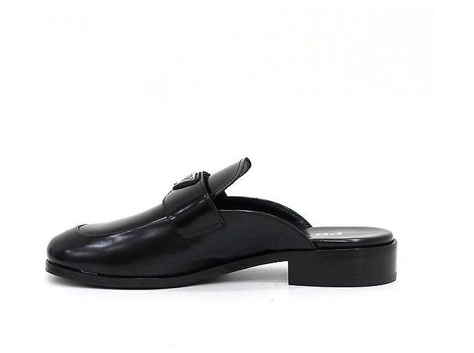 Prada Brushed Black Mule Slippers with Triangular Logo - view 4