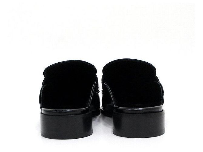 Prada Brushed Black Mule Slippers with Triangular Logo - view 7