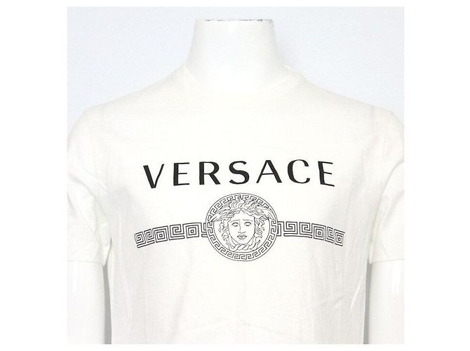 Versace Unisex T-Shirt aus Baumwolle in Weiß mit Logo - Ansicht 2