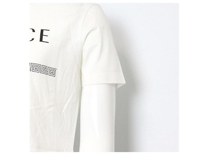 Versace Unisex T-Shirt aus Baumwolle in Weiß mit Logo - Ansicht 3