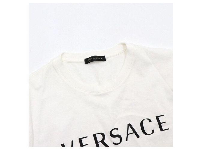 Versace Unisex T-Shirt aus Baumwolle in Weiß mit Logo - Ansicht 5