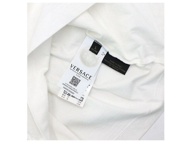 Versace Unisex T-Shirt aus Baumwolle in Weiß mit Logo - Ansicht 6