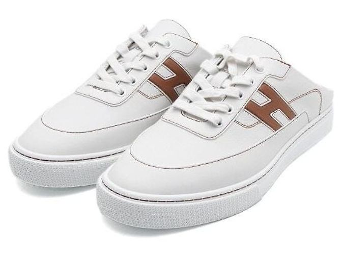 Hermès Blanc Naturel KEEP Mule Sneakers da Uomo Season Bianco - vista 3
