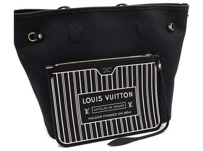 Louis Vuitton Borsa a tracolla Neverfull Inside Out MM in pelle nera Monogram Nero - vista 6