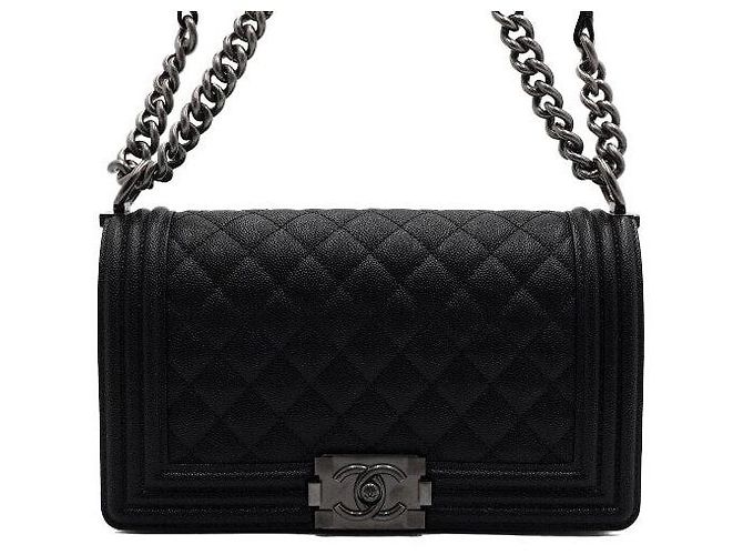 Chanel Borsa a tracolla Boy Medium Flap in Caviar nero - vista 2