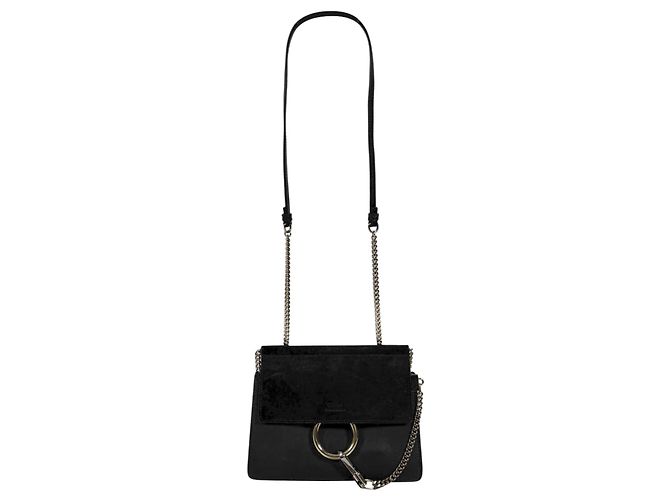 Chloé Mini borsa a tracolla con catena Fay in camoscio nero - vista 2