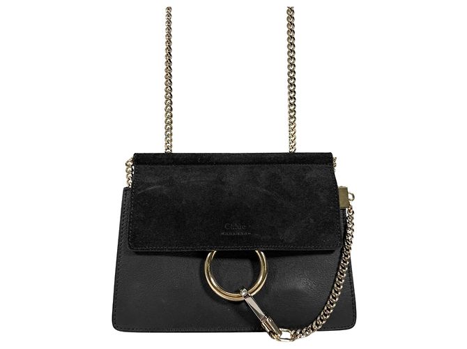 Chloé Mini borsa a tracolla con catena Fay in camoscio nero - vista 4