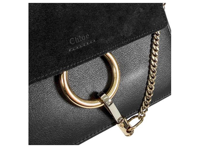 Chloé Mini borsa a tracolla con catena Fay in camoscio nero - vista 9