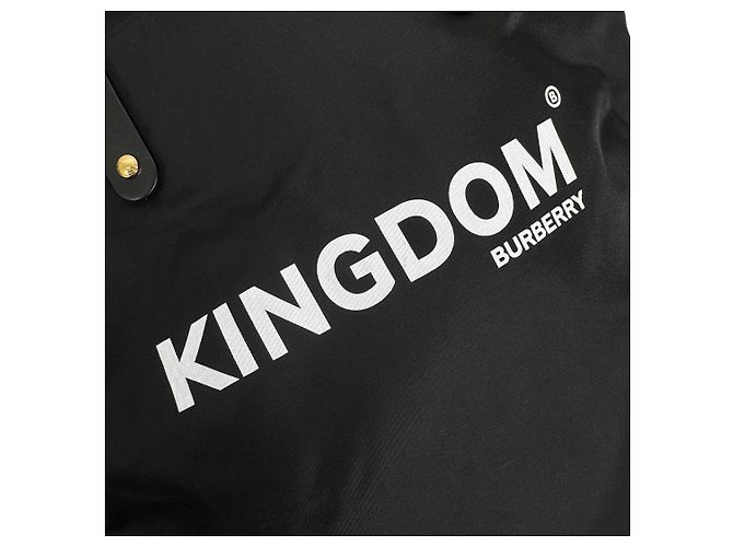 Burberry Borsa Tote a Spalla Kingdom in Nylon Piatto Bidirezionale Nero - vista 9