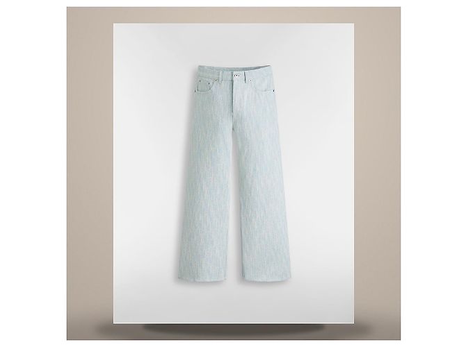 Dior Regular Fit Jeans Light Blue Oblique Washed Cotton Denim - view 3