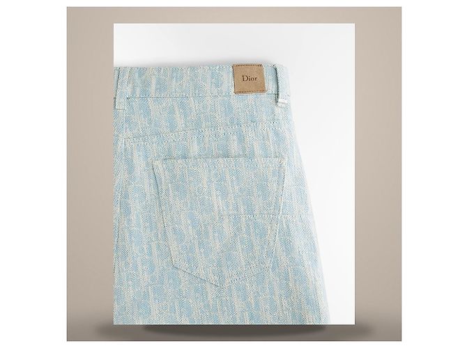 Dior Regular Fit Jeans Light Blue Oblique Washed Cotton Denim - view 4