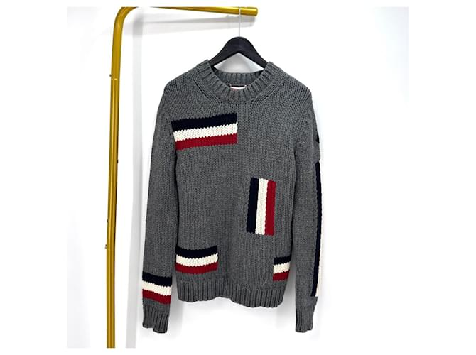 Moncler Strickpullover mit langen Ärmeln und schwarzem Logo Braun - Ansicht 2
