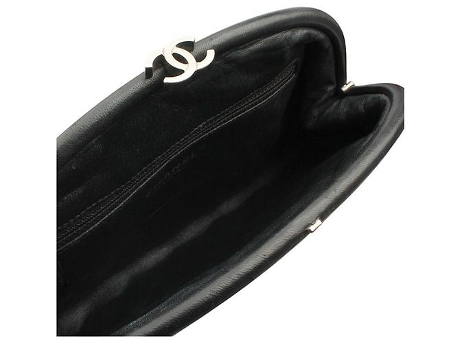Chanel Clutch in pelle di agnello matelassé nera Nero - vista 5