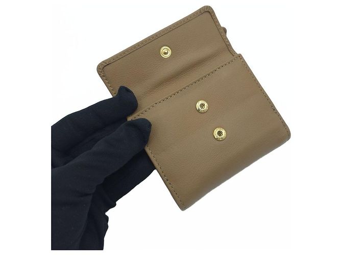Vitello Prada Small Leather Tri-Fold Wallet Caramel Brown - view 8