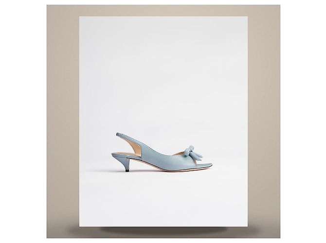 Louis Vuitton Sandalias slingback de tacón con lazo en lambskin Blue Sky Azul - vista 2