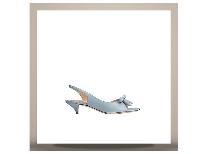 Louis Vuitton Sandalias slingback de tacón con lazo en lambskin Blue Sky Azul - vista 3