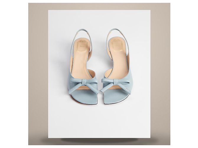 Louis Vuitton Sandalias slingback de tacón con lazo en lambskin Blue Sky Azul - vista 4