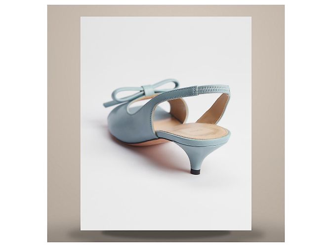 Louis Vuitton Sandalias slingback de tacón con lazo en lambskin Blue Sky Azul - vista 5