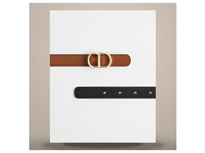 Dior Ceinture réversible CD Icon Noir Maroon en veau lisse - vue 4