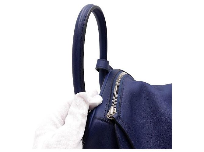 Hermès Borsa Tote e a Tracolla LINDY Navy Swift Blu - vista 12